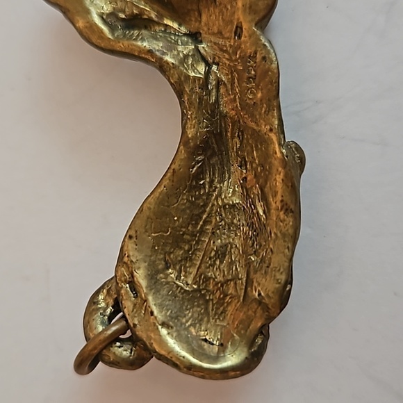 RICHARD KAISH Hand Sculpture d Brass Cat Pendant. THIS IS A VERY SPECIAL PIECE - Picture 8 of 11